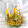Handpainted Spring Sunflower wine glass Stemless Wine Goblet